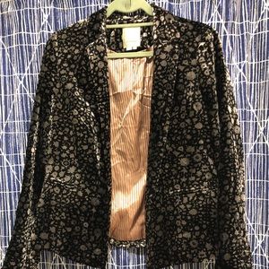 Anthropologie Elevenses Floral Print Velvet Blazer